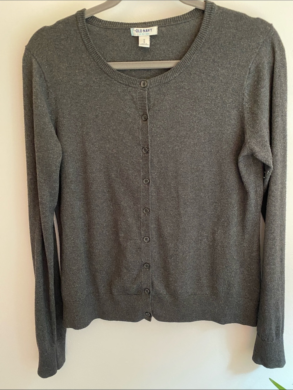 Old Navy Charcoal Gray Crew neck Button-Up Women's Cardigan. Size M.